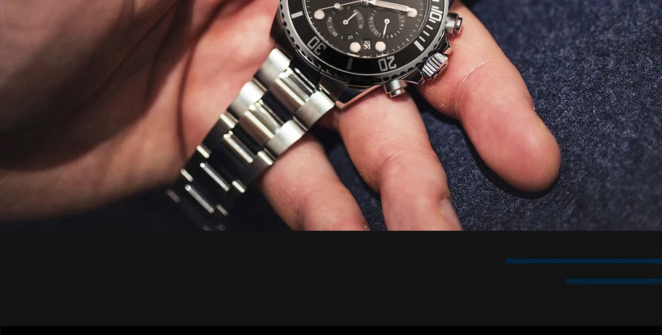SINOBI часы из нержавеющей стали мужские черные вращающиеся часы модные бизнес Saat хронограф кварцевые часы спортивные Relogio Masculino