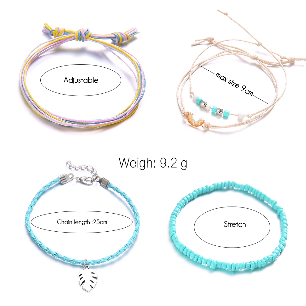 5-unids-set-Arco-Iris-colgante-de-hoja-Boho-Cadena-de-cuerda-de-cuentas-pulsera-para (1)