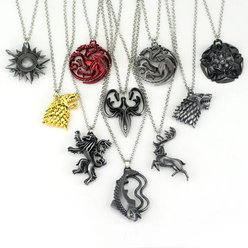 Royal Lion Silver Heart Necklace Geometric Wolf