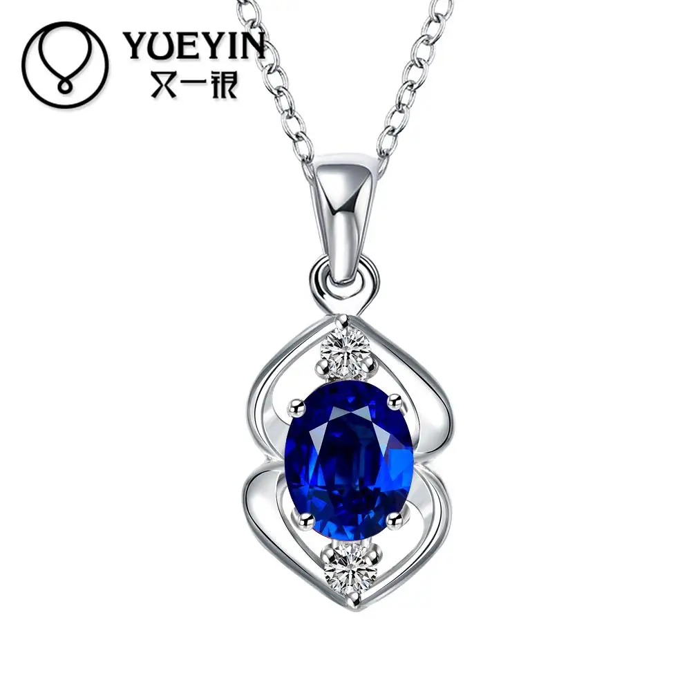 

New style silver plated Crystal pendant necklace for women jewelry Blue Stone Super Offer wedding Bridal Jewelry