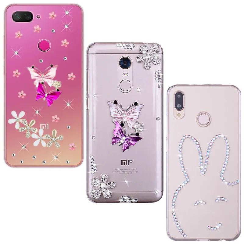 

For xiaomi mi a1 a2 lite mi 8 se max 2 3 5s 6 Redmi 5 plus 6a 4A Note 5 6 7 pro 4X 4 note 5a Clear diamond case phone back cover