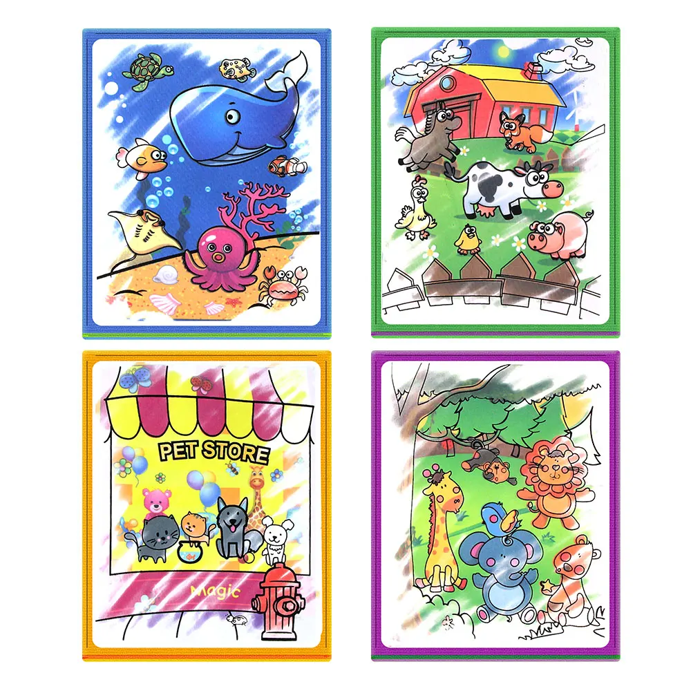 21*17 см Мультяшные животные тематический водный рисунок Ткань Книга и волшебная ручка многоцветные многоразовые развивающие распознавание Рождественская игрушка для детей