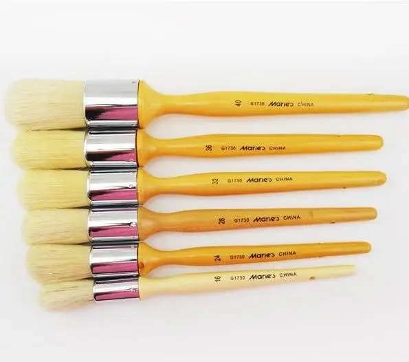 Artist Paint brush White Bristle long handle 35mm Made in Italy