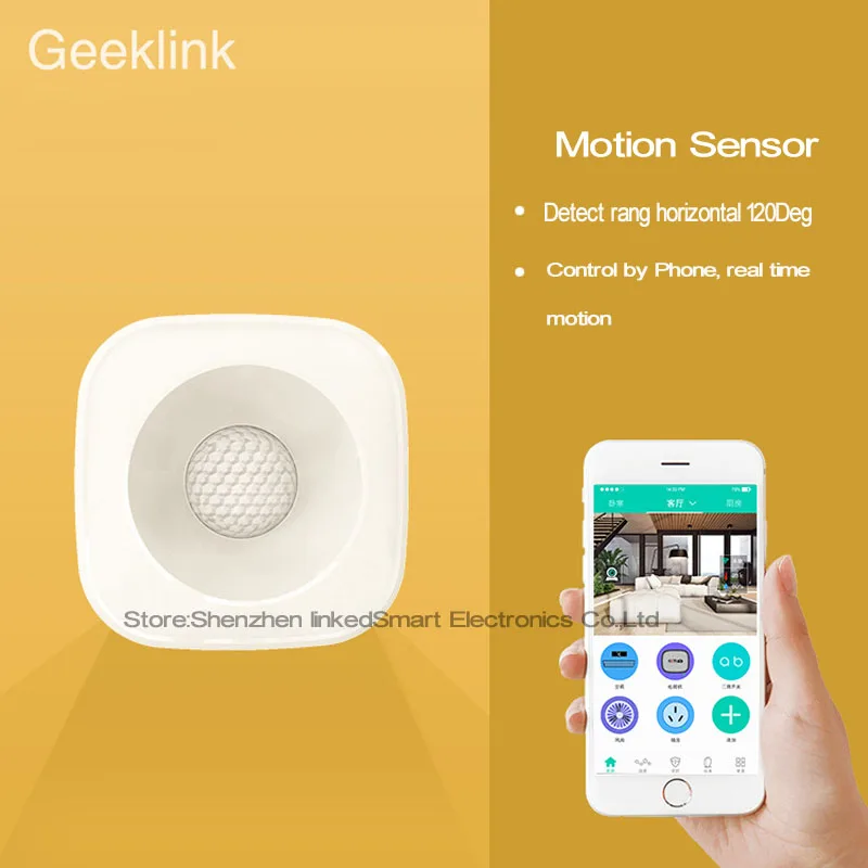 Новейший Geeklink Умный дом беспроводной датчик движения, Широкоугольный инфракрасный детектор тела Pir датчик Geeklink Thinker пульт дистанционного управления