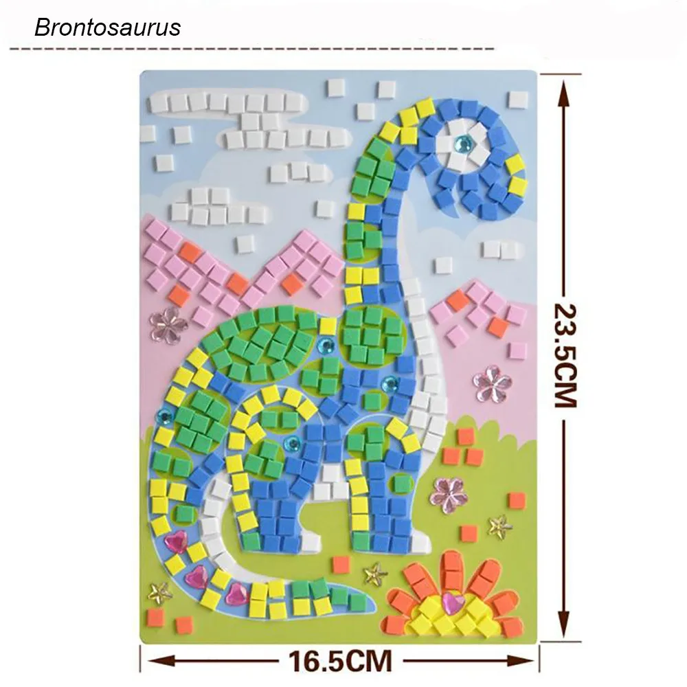 Дети игрушечный динозавр автомобиль 3D дети головоломки DIY пены мозаика стикеры s Мультфильм кристальная наклейка обучения Образование игрушечные лошадки для детей