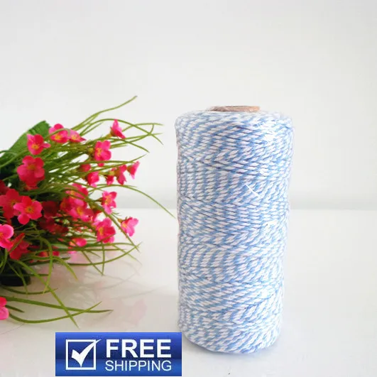 

5 Spools (110yard/spool) Birthday Baby Shower Colored White and Light Blue Cotton Bakers Twine-Pick Colors-12 ply Cords String