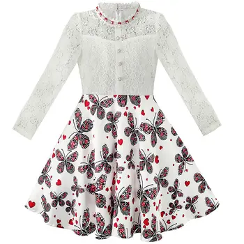 Girls Lace Printed Party Dress