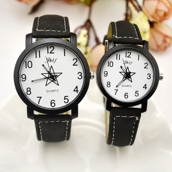 

Fashion 2017 unisex mens women leather stars watch wholesale new ladies dress quartz pentagram watches Love Students Gift JH179
