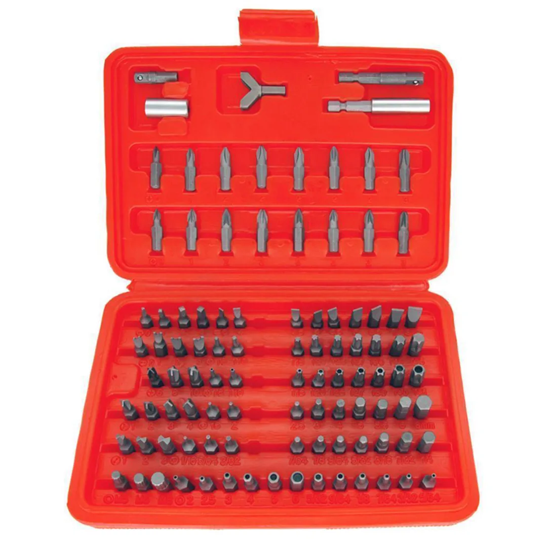 100Pcs/set  Security Bit Set Metric & SAE Tamper Proof Torx Star Hex Key Screwdriver