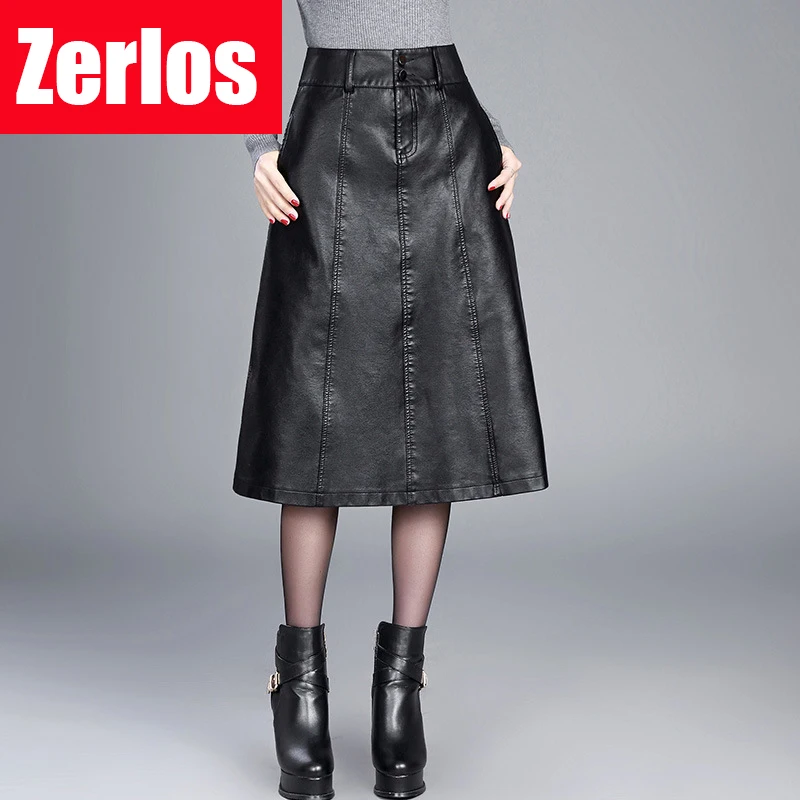 Goede Vrouwen Winter midi rok 2016 lente womens hoge taille PU lederen rok faldas vintage saias plus size M 4XL