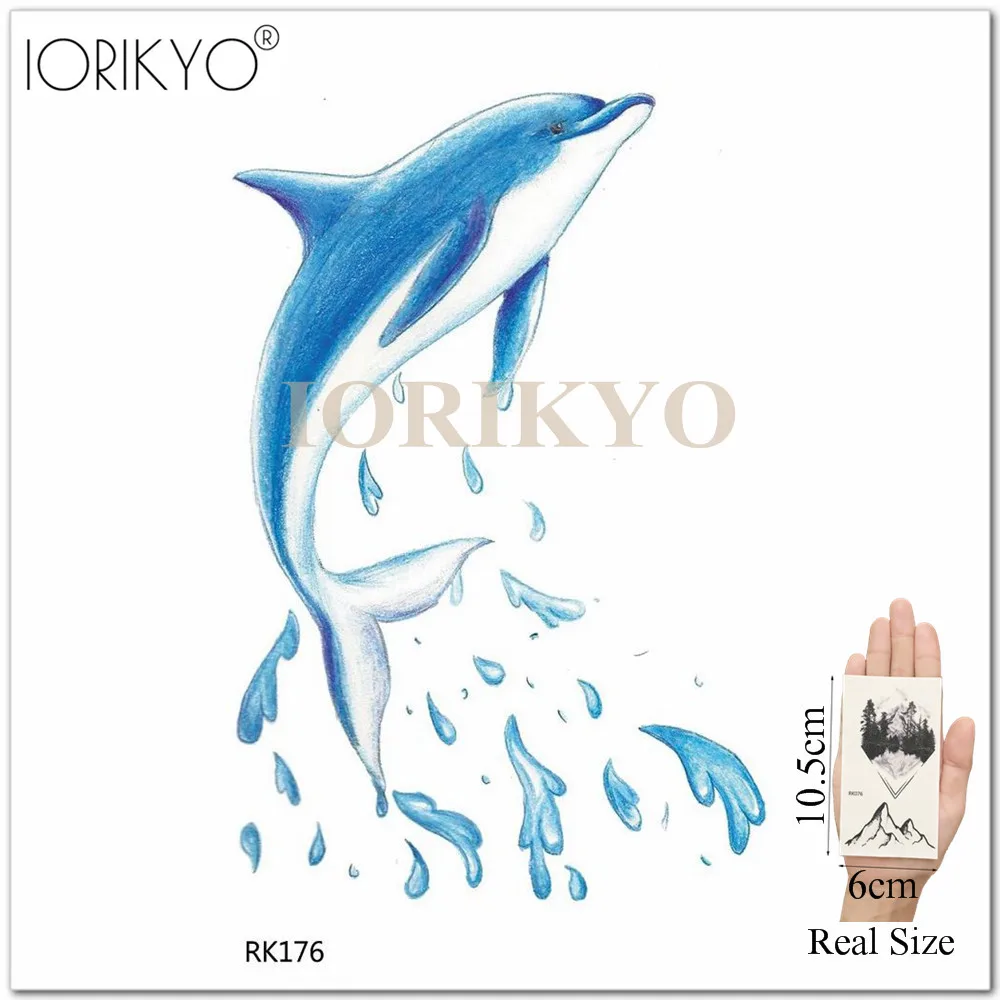 Cute Ocean Dolphin Waterproof Cute Tattoo Watercolor Temporary Tattoo Stickers Kids Arm Goldfish Flash Cartoon Tatoos Children Buy At The Price Of 0 41 In Aliexpress Com Imall Com