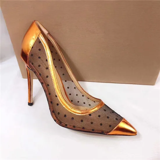 2018 New Sexy Lace Mesh Leather Patch Women Pumps High Heels Rose Gold Gladiator Sandals Women Wedding Shoes Woman Zapatos Mujer (8)