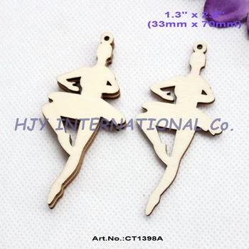 

(14pcs/lot) 70mm Natural Blank Wooden Ballet Wood Ballerina Ornaments Laser Cut 2.8"-CT1398A