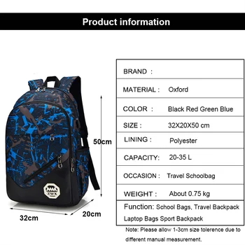 3pcs Set School Bags For Girls Teen Girl School Backpack For Boys Waterproof Travel Sport Backpack Camouflage Bookbag SchoolBag 2