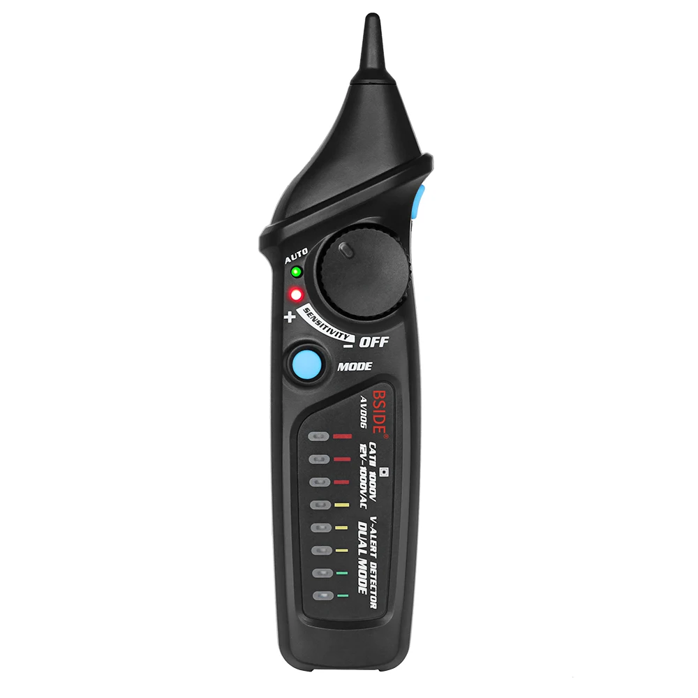 

BSIDE AVD06 Dual Mode Non-contact Voltage Detector AC 12-1000V Auto/Manual NCV Tester Live Wire Check Sensitivity Adjustable