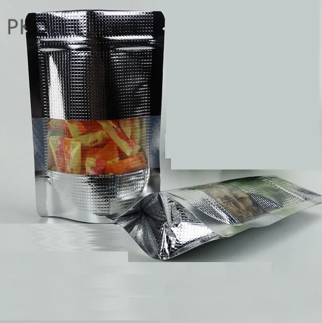 100 шт 5 Размер серебряная алюминиевая фольга стоячий мешок для подарка сушеные продукты фрукты чай упаковочные пакеты на молнии самозапечатывающаяся сумка