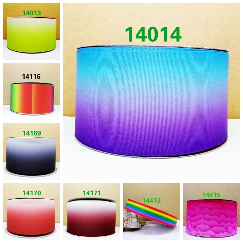 

Free shipping 50yards cartoon Gradient Color printed grosgrain ribbons 14013