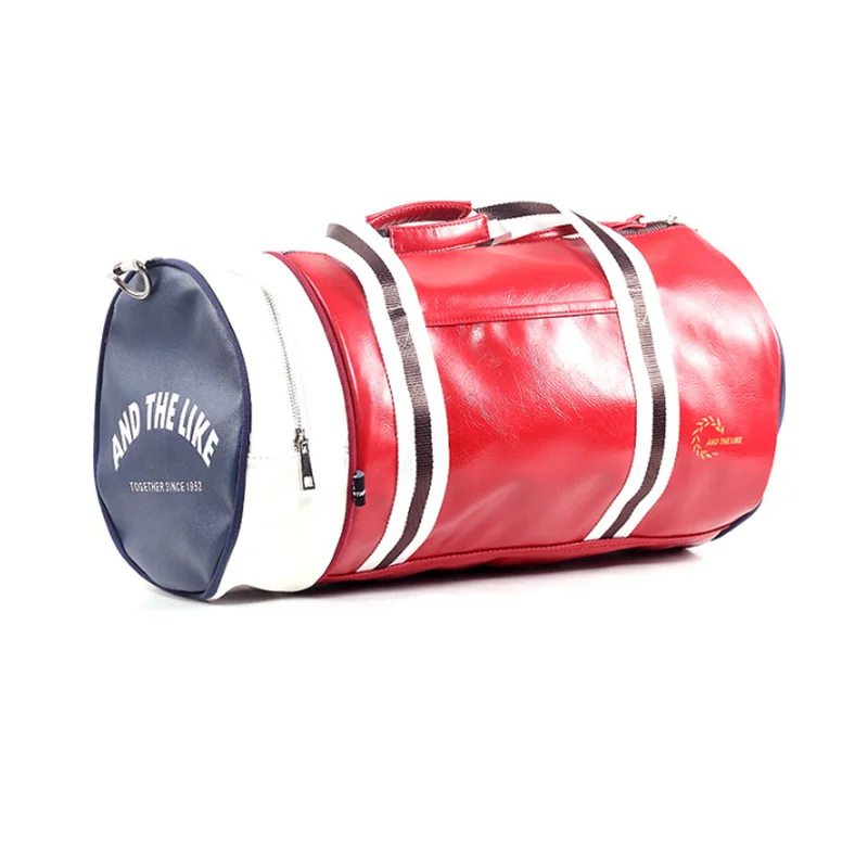 Wobag Мужская искусственная кожа материал для путешествий на открытом воздухе Фитнес Спортивная Сумка водонепроницаемая цилиндрическая сумка многокарманная сумка через плечо на молнии - Цвет: Red