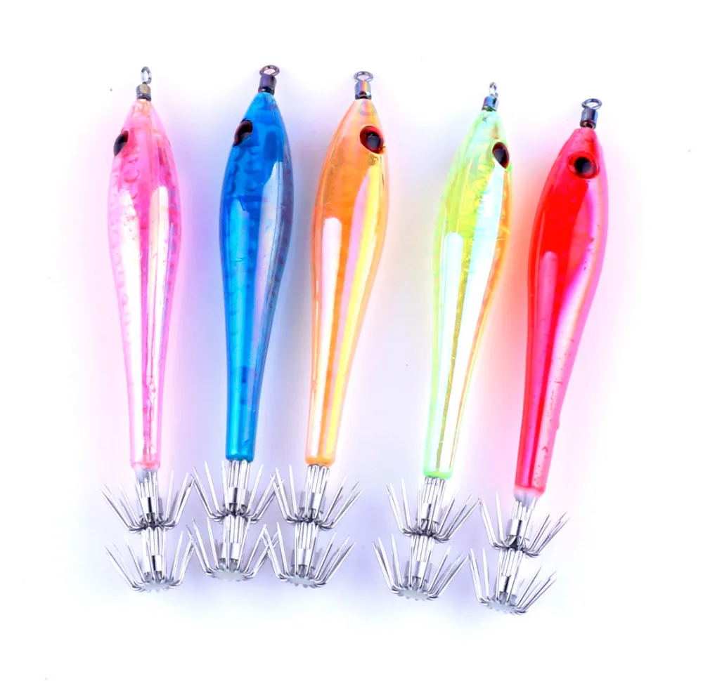 HENGJIA 5pcs squid jigs strong hook isca artificial fishing lure Hard