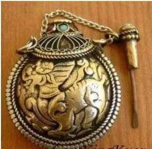 

Tibet Silver Brass Kylin Gemstones Snuff Bottle free shipping