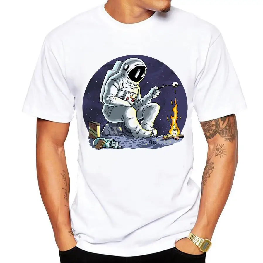 

new fashion summer short sleeve cool Astronaut printed men t shirt 100% cotton comfortable casual men t-shirt 2018