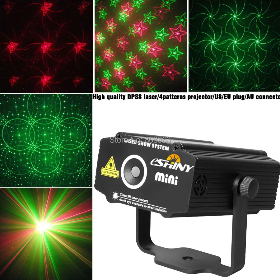 

New model Mini 4 patterns Whirlwind R&G Laser Projector Stage LIghts Disco DJ Club xmas family party lighting light Show p2