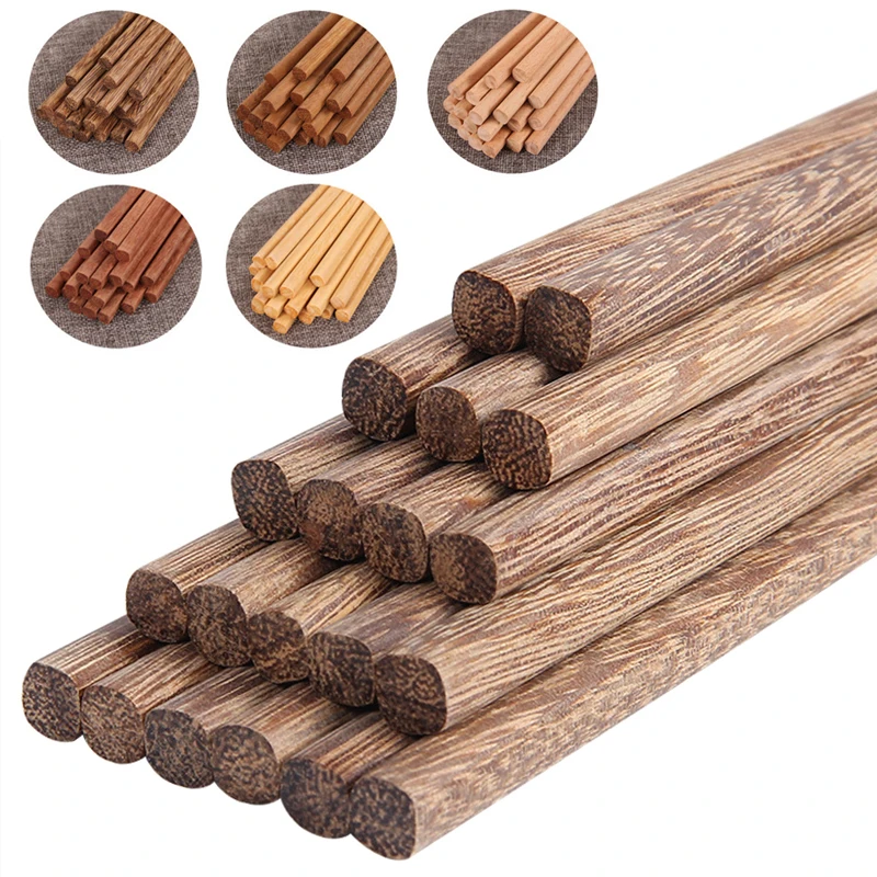 Fashion 1Pair Handmade Natural Bamboo Wood Chopsticks Beech Chinese Ironwood Tableware Sandal Food Stick Door Frame Reusable