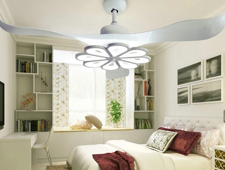 Креативный потолочный вентилятор с лампой, современный потолочный вентилятор с креплением, светодиодный комплект с лампой и пультом дистанционного управления, 42/52 дюйма, 220 В