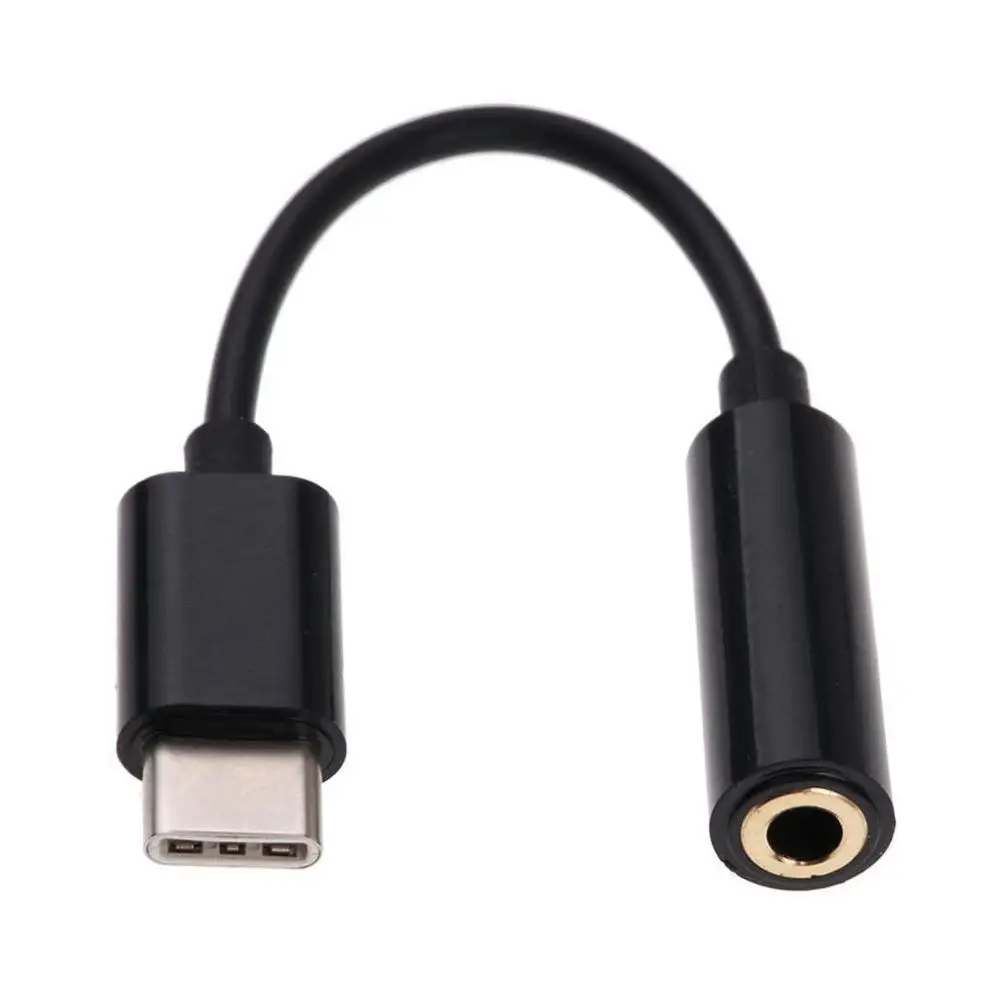 Тип C 3,5 мм разъем для наушников USB C до 3,5 мм AUX адаптер для наушников для huawei mate 20 P30 pro Xiaomi Mi 6 8 9 SE аудио кабель - Цвет: Черный