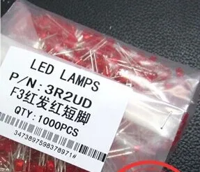 

D_D 1000pcs/lot 3mm Red LED light emitting diode / F3 LED Red Colour
