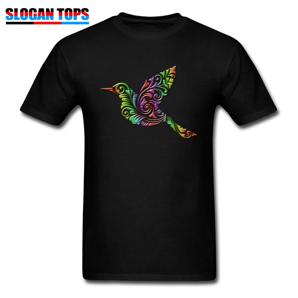  Men Tshirts Flying bird floral ornament decoration Design Tees Pure Cotton Round Collar Short Sleeve Hip hop Tees Father Day Flying bird floral ornament decoration black
