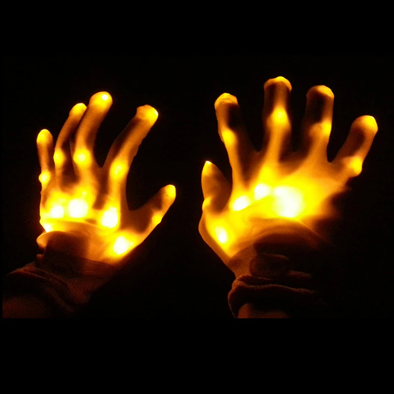 1 шт. светящиеся мигающие светодио дный перчатки светодиодные светящиеся перчатки Хэллоуин костюм вечерние для вечеринок