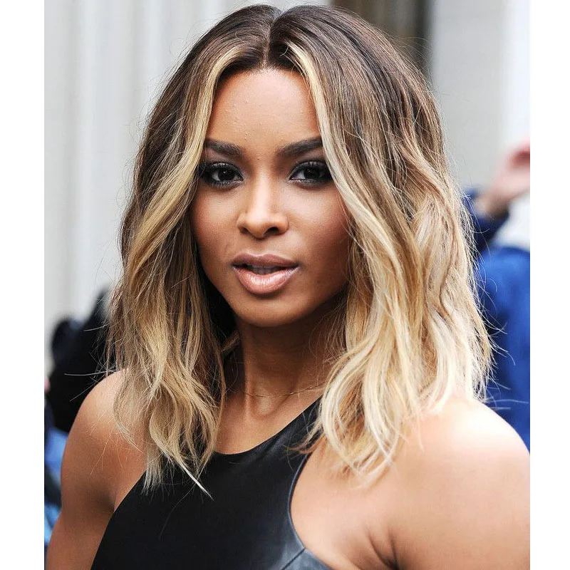 Celebrity Ciara Hairstyle Ombre Blonde Wig Short Pixie Wig Cheap African American Short Wigs For Black Women Lolita Wig Women