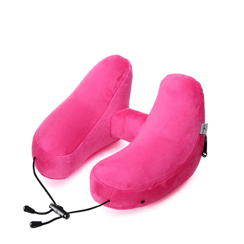 Новейший дизайн, h-образная складная надувная подушка для путешествий, Съемный Мягкий тканевый чехол, подушка для шеи самолета, Автомобильный подголовник - Цвет: Pink pillow