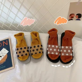 

2019 summer new transparent wave point with women's slippers comfortable beach slippers.