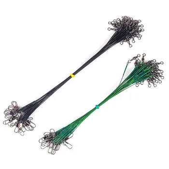 

30pcs/lot Anti Bite Steel Fishing Line Steel Wire Leader With Swivel Olta Fishing Accessory Lead Core Leash Fishing Leader Wire