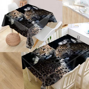 

High Quality Custom leopard Tablecloth Rectangular Waterproof Dustproof For Kitchen Home Decoration Table Cover