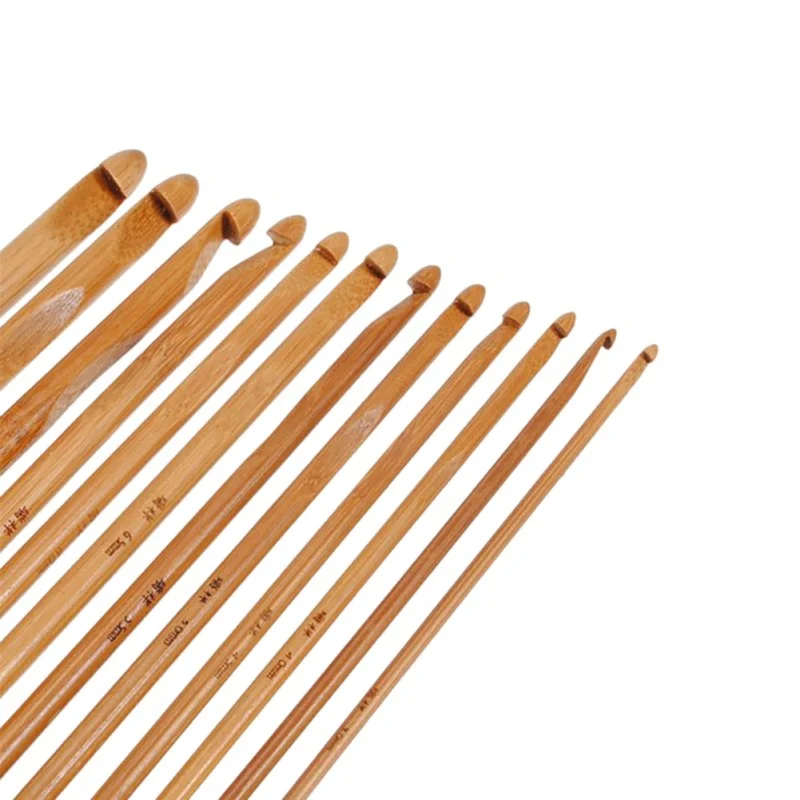 DIY крючки для вязания крючком Бамбуковые Спицы вязаный набор плетение пряжа ремесла вязальные инструменты 12 шт./компл