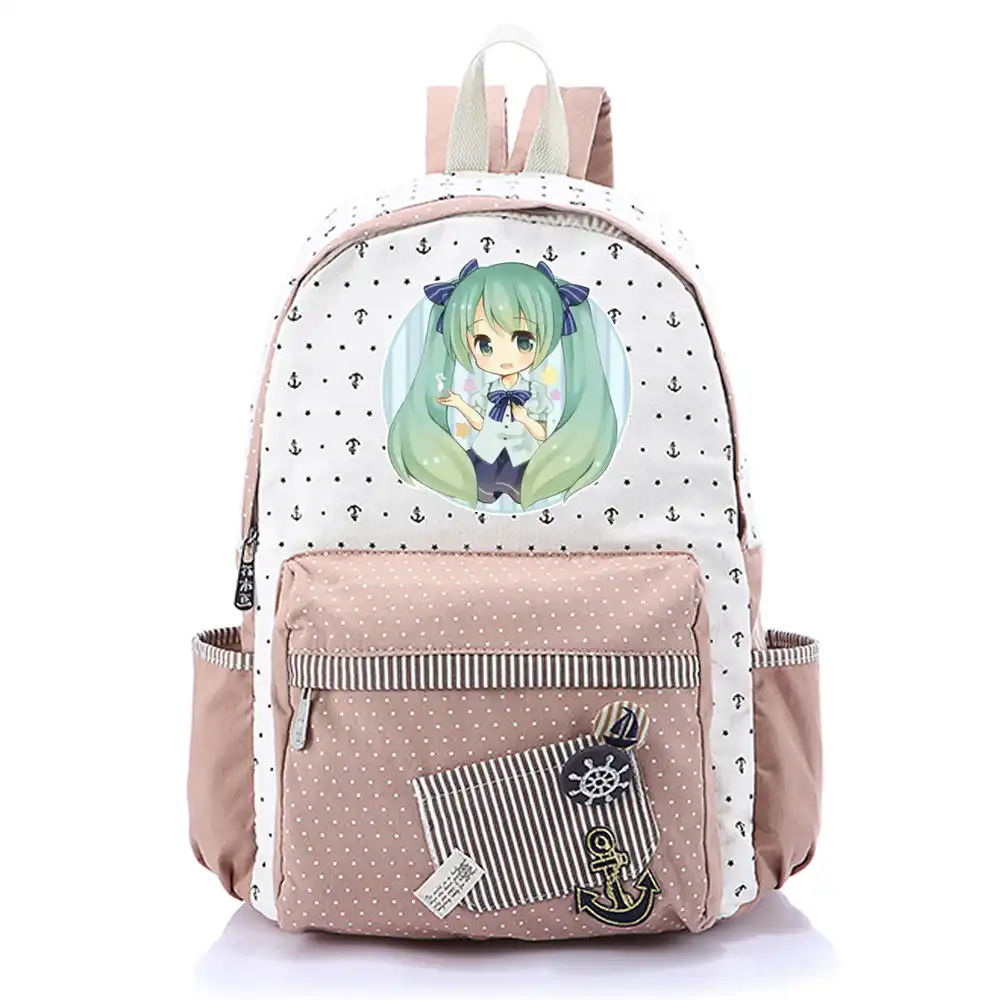 Fashion Anime Hatsune Miku Canvas Laptop Backpack School Bag Shoulder Bag Travel