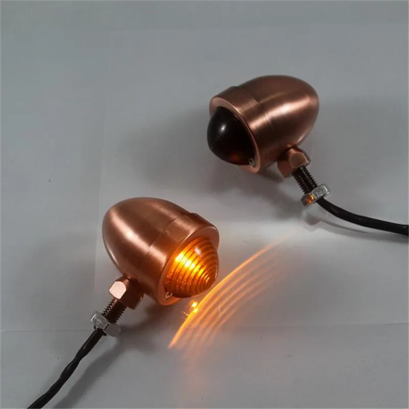 

12V Metal Motorcycle Bullet Turn Signal Indicator Lights Amber Motorcycle Blinker Retro Motorbike Indicator Lights for Harley