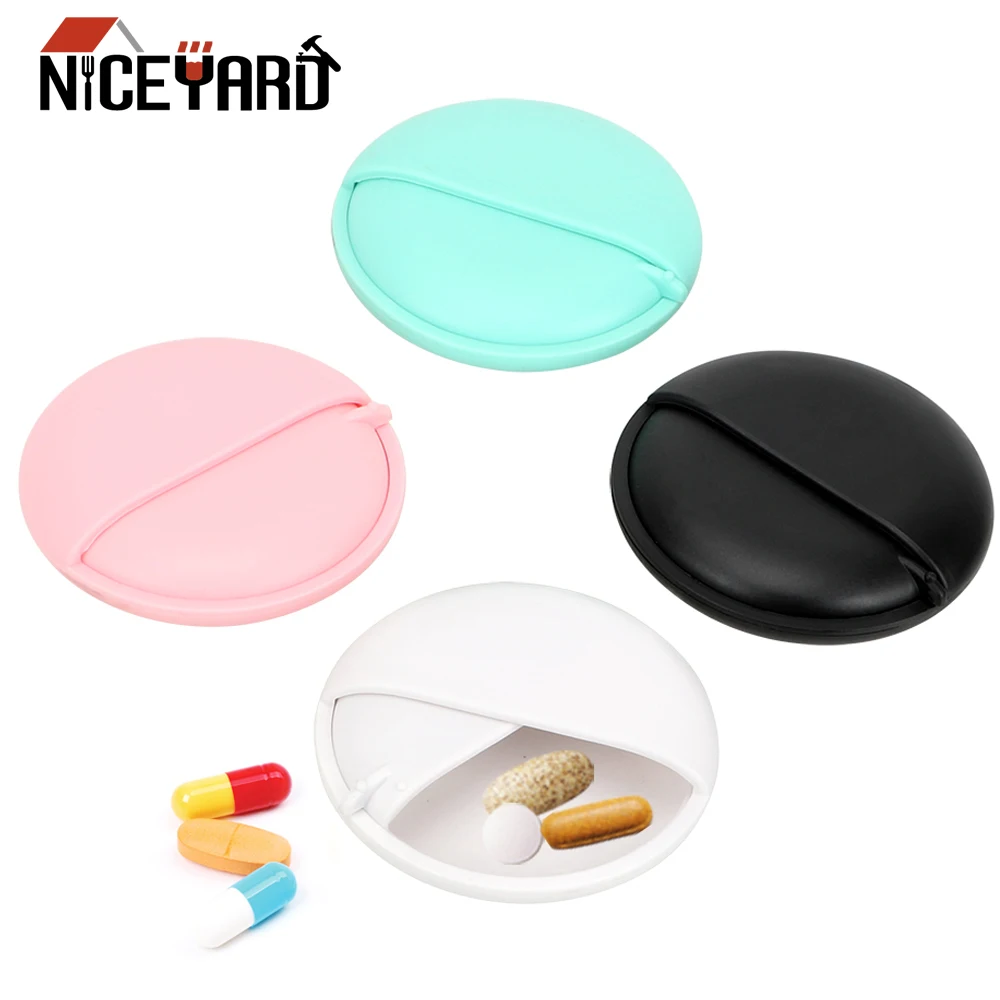 

NICEYARD Sealed Drug Storage Plastic Mini Round Medicine Box Portable Vitamin Medicine Drugs Tablet Container