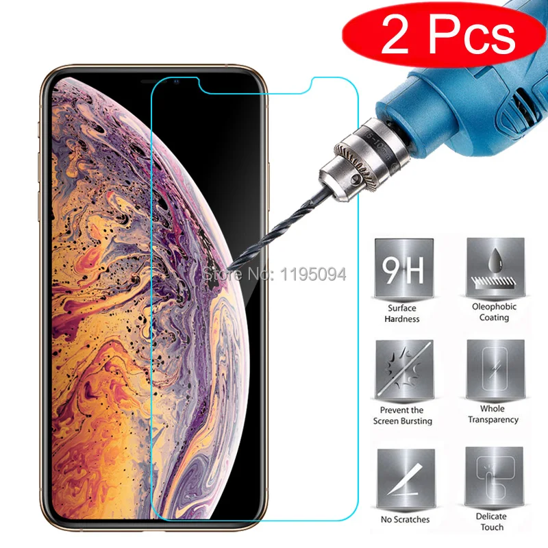 2 шт 9H Ультратонкий чехол из закаленного стекла для iPhone X XS 11 Pro Max XR 8 7 6 6S Plus 5 5S 5C SE 4S 4 защитная пленка для экрана