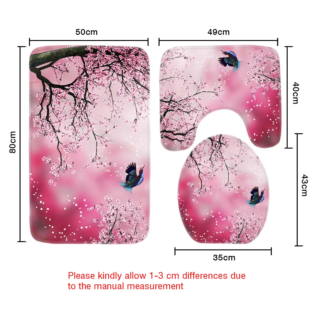 3 шт набор ковриков для ванной с рисунком розы, коврик для туалета для трех комплектов ковриков для ванной, Противоскользящие коврики для ванной комнаты и ковры