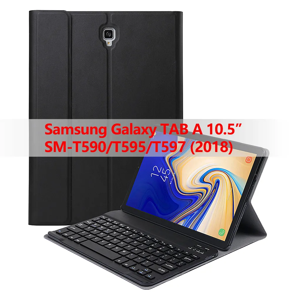 Для планшета samsung Galaxy Tab A 10,5 SM-T590/T595/T597 Съемный Bluetooth беспроводной чехол с клавиатурой с функцией автоматического сна/пробуждения - Цвет: Black