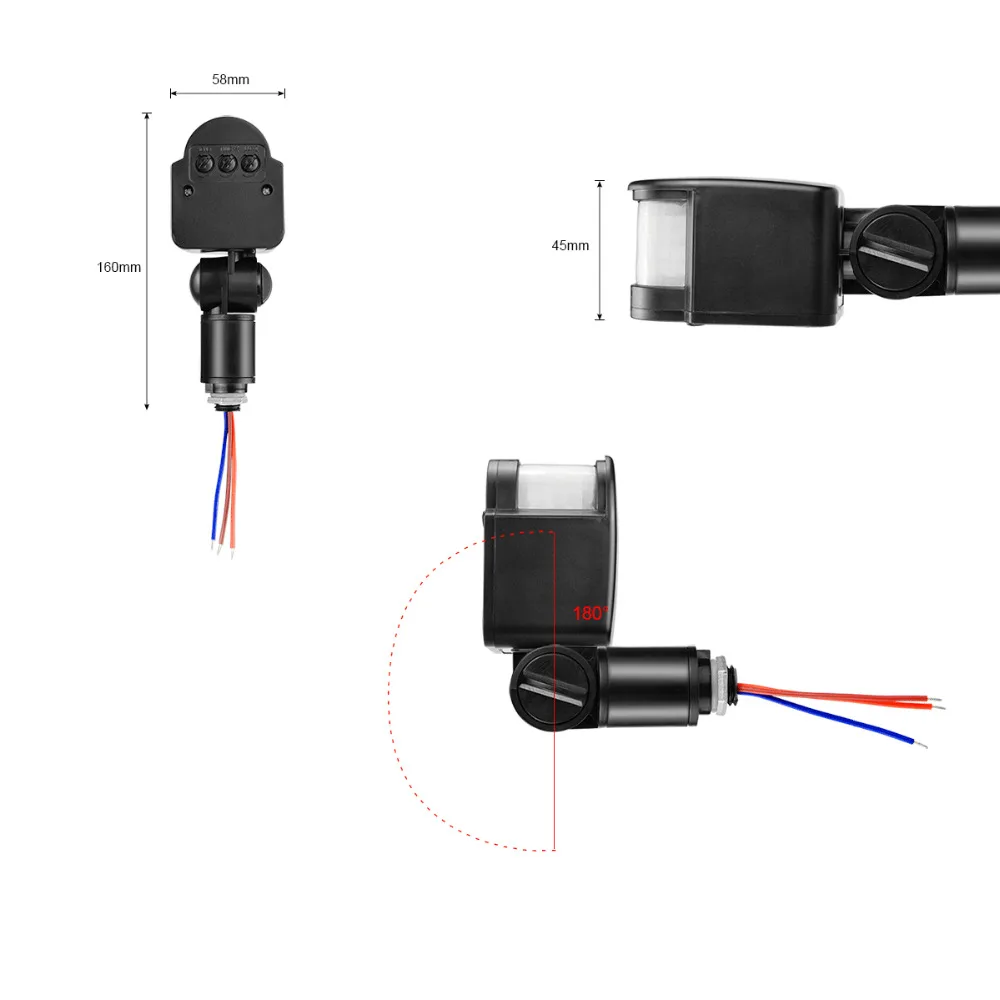 AC 110 V-240 V светодиодный движения Сенсор выключатель света ИК инфракрасный датчик движения PIR Сенсор 180 градусов вращающийся переключатель пассивного инфракрасного датчика детектор