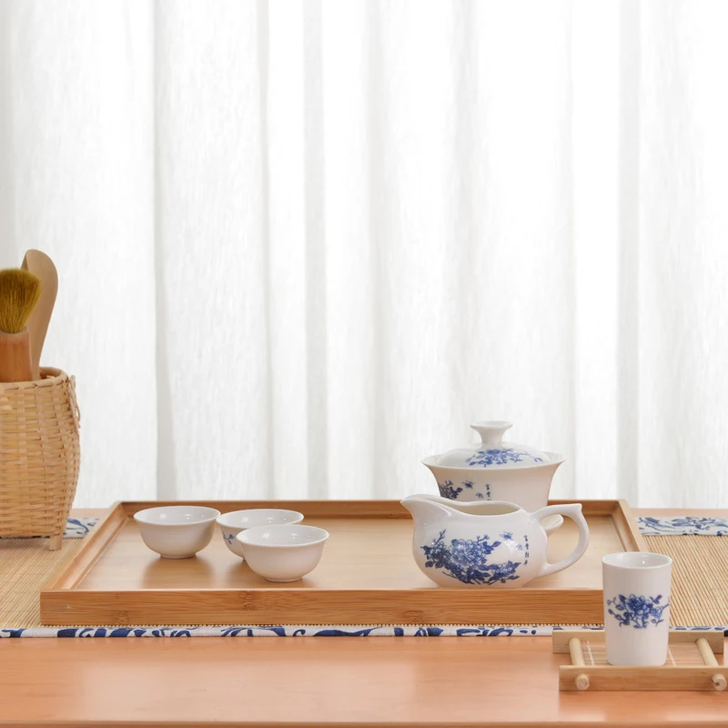 New bamboo saucer tray rectangle plate of solid wood small pot tray kung fu tea tray Tea Table