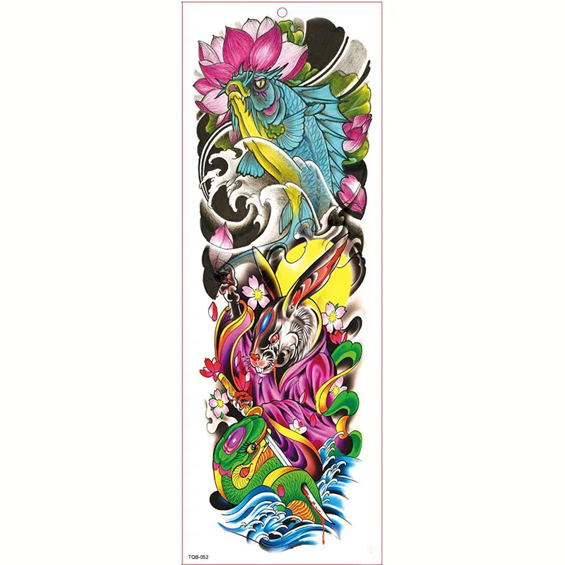Большая рука рукав Татуировка непромокаемая временная татуировка наклейка череп Ангел Роза Лотос мужчины полный цветок тату боди-арт тату девушка - Цвет: TQB052
