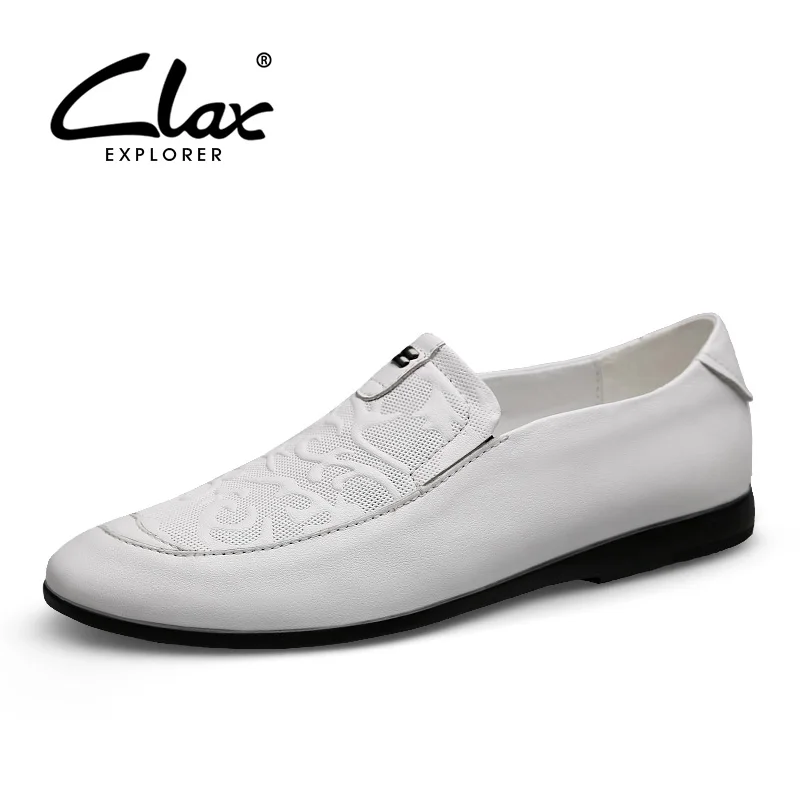 

CLAX Mens Boat Shoe Moccasins Design Whiter Leather Shoes Male Genuine Leather Loafers chaussure homme wedding Shoe luxury brand