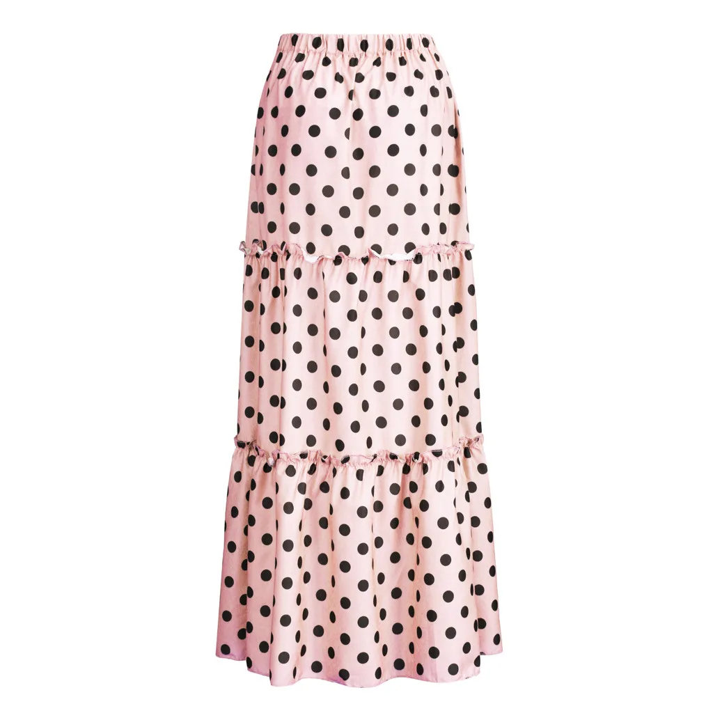 KLV Летняя женская Последняя мода Высокая талия в горошек юбка Свободная гофрированная плиссированная юбка D4