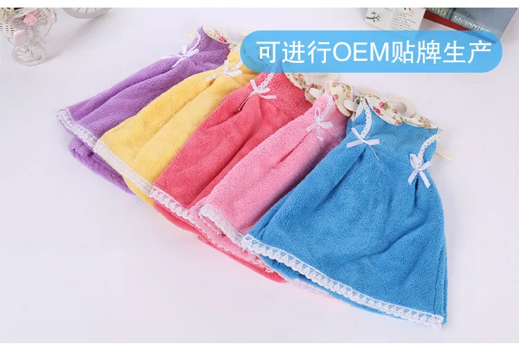 Креативное мини детское полотенце 5 цветов милое платье принцессы Детское полотенце вешалки для полотенец толстый коралловый бархат WMC017